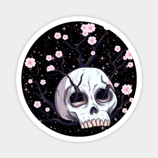 Aesthetic Sakura Skull of Reibirth The Cycle of Life Magnet